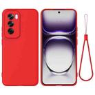 For OPPO Reno12 Pro 5G Global Pure Color Liquid Silicone Shockproof Phone Case(Red) - 1