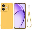 For OPPO A3x Pure Color Liquid Silicone Shockproof Phone Case(Yellow) - 1