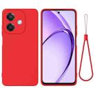 For OPPO A3x Pure Color Liquid Silicone Shockproof Phone Case(Red) - 1