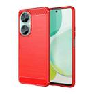 For Huawei Enjoy 60 Pro Brushed Texture Carbon Fiber TPU Phone Case(Red) - 1