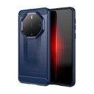 For Huawei Mate 60 RS Ultimate Brushed Texture Carbon Fiber TPU Phone Case(Blue) - 1