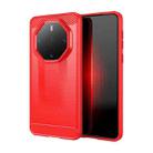 For Huawei Mate 60 RS Ultimate Brushed Texture Carbon Fiber TPU Phone Case(Red) - 1