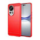 For Huawei nova 12 Ultra Brushed Texture Carbon Fiber TPU Phone Case(Red) - 1