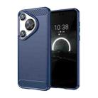 For Huawei Pura 70 Pro / Pura 70 Pro+ Brushed Texture Carbon Fiber TPU Phone Case(Blue) - 1