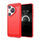 For Huawei P70 Pro Brushed Texture Carbon Fiber TPU Phone Case(Red) - 1