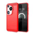 For Huawei Pura 70 Ultra Brushed Texture Carbon Fiber TPU Phone Case(Red) - 1