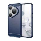 For Huawei Pura 80 Pro+ 5G Brushed Texture Carbon Fiber TPU Phone Case(Blue) - 1