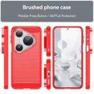 For Huawei Pura 80 Ultra 5G Brushed Texture Carbon Fiber TPU Phone Case(Red) - 2