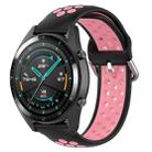 22mm Universal Sports Two Colors Silicone Replacement Strap Watchband(Black Pink) - 1