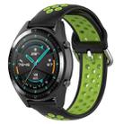 22mm Universal Sports Two Colors Silicone Replacement Strap Watchband(Black Lime) - 1