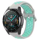 22mm Universal Sports Two Colors Silicone Replacement Strap Watchband(Grey Teal) - 1