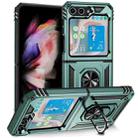 For Samsung Galaxy Z Flip5 Shockproof TPU + PC Phone Case with Holder(Dark Green) - 1