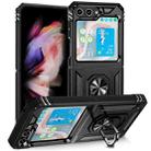 For Samsung Galaxy Z Flip5 Shockproof TPU + PC Phone Case with Holder(Black) - 1