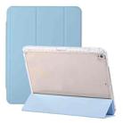 For iPad 10.2 2021 / 2020 / 10.5 3-Fold Lock Buckle Leather Smart Tablet Case(Sky Blue) - 1