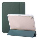 For iPad 10.2 2021 / 2020 / 10.5 3-Fold Lock Buckle Leather Smart Tablet Case(Deep Green) - 1