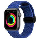 Magnetic Fold Clasp Woven Watch Band For Apple Watch 8 45mm(Blue) - 1