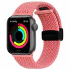 Magnetic Fold Clasp Woven Watch Band For Apple Watch 7 45mm(Pink) - 1