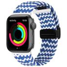 Magnetic Fold Clasp Woven Watch Band For Apple Watch 6 44mm(Blue White) - 1