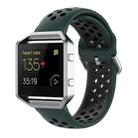 For Fitbit Versa 2 / Versa / Versa Lite / Blaze 23mm Sports Two Colors Silicone Replacement Strap Watchband(Olive Green Black) - 1