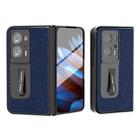 For OPPO Find N2 Carbon Fiber Texture Integrated Protective Phone Case with Holder(Dark Blue) - 1