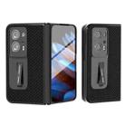 For OPPO Find N2 Carbon Fiber Texture Integrated Protective Phone Case with Holder(Black) - 1