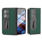 For OPPO Find N2 Integrated Genuine Leather Litchi Texture Phone Case with Holder(Green) - 1