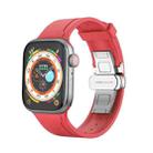 Metal Butterfly Buckle Silicone Watch Band For Apple Watch 8 41mm(Red) - 1