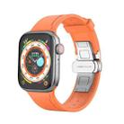 Metal Butterfly Buckle Silicone Watch Band For Apple Watch SE 2022 44mm(Orange) - 1