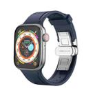 Metal Butterfly Buckle Silicone Watch Band For Apple Watch 7 45mm(Blue) - 1