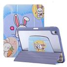 For iPad Air / Air 2 / 9.7 2017 / 2018 3-Fold 360 Rotation Painted Leather Smart Tablet Case(Bunny) - 1