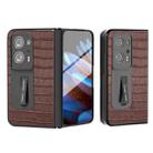 For OPPO Find N2  Integrated Crocodile Texture Genuine Leather Phone Case(Brown) - 1