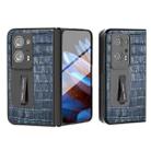 For OPPO Find N2  Integrated Crocodile Texture Genuine Leather Phone Case(Blue) - 1
