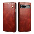 For Google Pixel 7a Oil Wax Crazy Horse Texture Leather Phone Case(Brown) - 1
