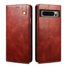 For Google Pixel 8 Pro Oil Wax Crazy Horse Texture Leather Phone Case(Brown) - 1