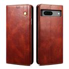 For Google Pixel 8A Oil Wax Crazy Horse Texture Leather Phone Case(Brown) - 1