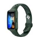 For Huawei Band 8 Integrated Solid Color Silicone Watch Band(Dark Green) - 1