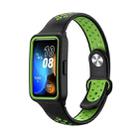 For Huawei Band 8 Integrated Two Color Silicone Watch Band(Black Green) - 1