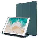 For iPad 9.7 (2018) & (2017) Airbag Horizontal Flip Leather Case with Three-fold Holder & Pen Holder(Dark Green) - 1