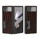 For Xiaomi Mix Fold 2 ABEEL Integrated Genuine Leather Crocodile Pattern Phone Case with Holder(Coffee) - 1