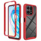 For Honor X8a Starry Sky Solid Color Shockproof TPU Clear PC Phone Case(Red) - 1