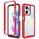 For Honor X7a Starry Sky Solid Color Shockproof TPU Clear PC Phone Case(Red) - 1