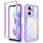 For Honor X7a Starry Sky Solid Color Shockproof TPU Clear PC Phone Case(Purple) - 1