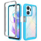 For Honor X7a Starry Sky Solid Color Shockproof TPU Clear PC Phone Case(Sky Blue) - 1