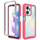 For Honor X7a Starry Sky Solid Color Shockproof TPU Clear PC Phone Case(Frosted Pink) - 1