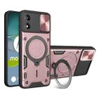 For Motorola Moto E13 CD Texture Sliding Camshield Magnetic Holder Phone Case(Pink) - 1