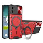 For Motorola Moto E13 CD Texture Sliding Camshield Magnetic Holder Phone Case(Red) - 1