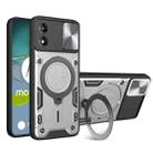 For Motorola Moto E13 CD Texture Sliding Camshield Magnetic Holder Phone Case(Silver) - 1