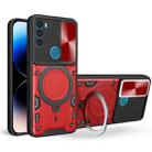 For Motorola Moto G71 5G CD Texture Sliding Camshield Magnetic Holder Phone Case(Red) - 1