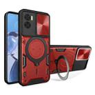 For Motorola Moto E22 / E22i CD Texture Sliding Camshield Magnetic Holder Phone Case(Red) - 1