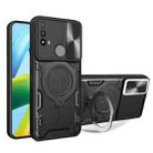 For Motorola Moto E20 / E30 / E40 CD Texture Sliding Camshield Magnetic Holder Phone Case(Black) - 1